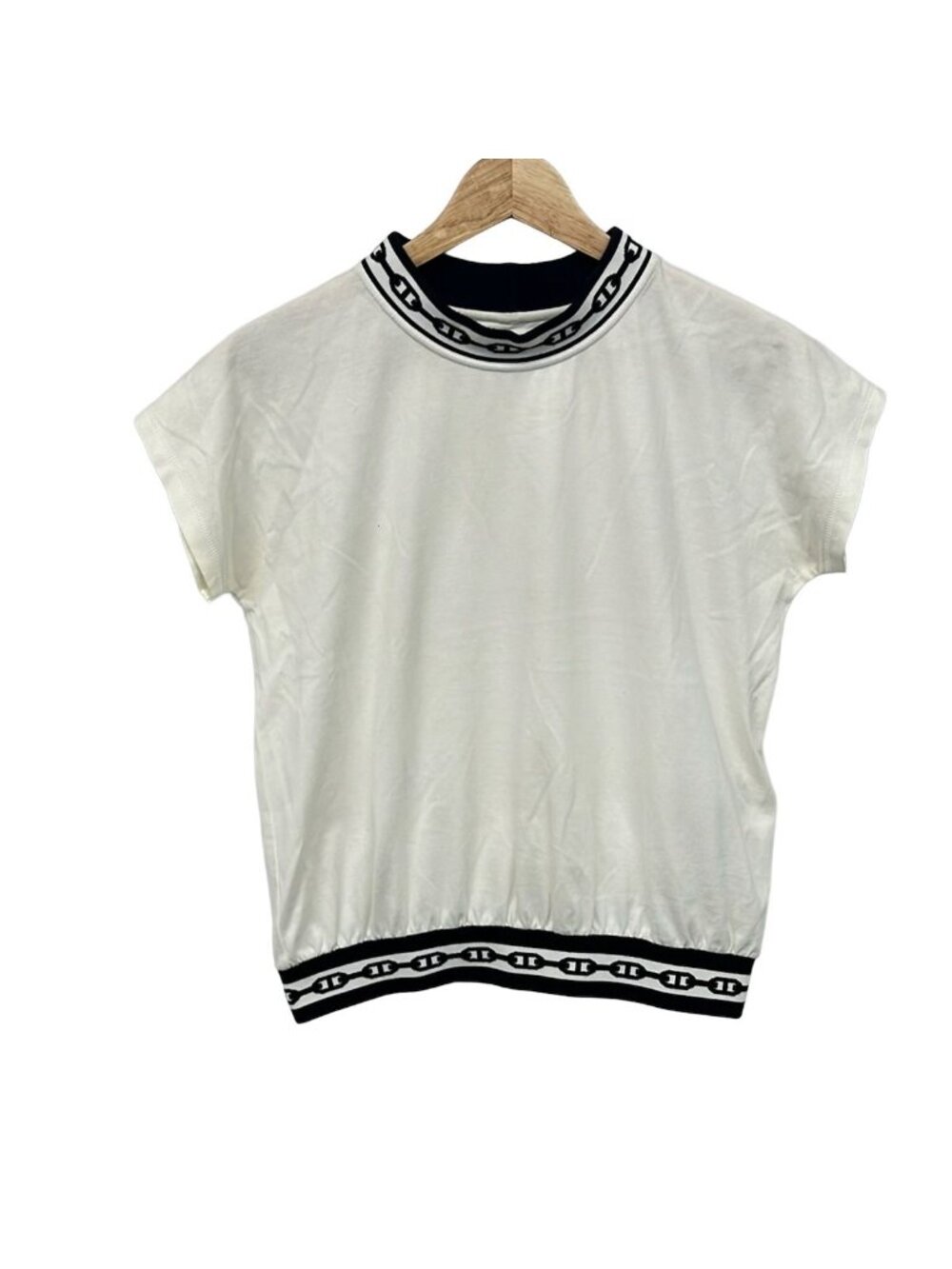 Hermes Short Sleeve Top S Ivory Black 34